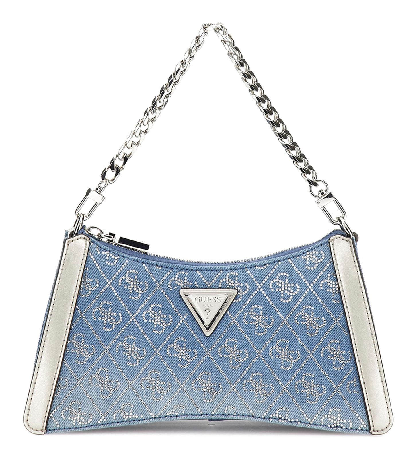 Guess Shoulder Bag Dili Top Zip Shoulder Bag Denim Logo Buy Bags