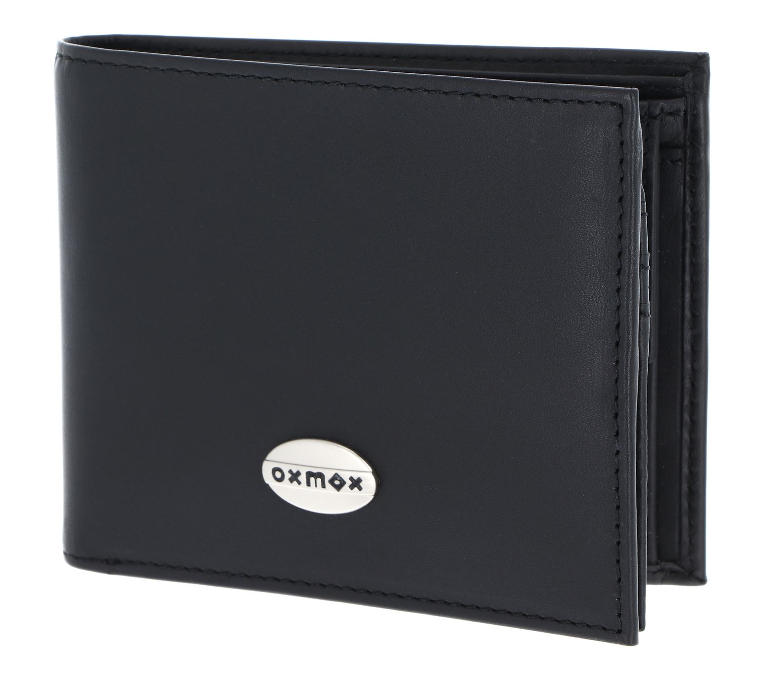 oxmox Leather Querscheinbörse Pure Metal Round Black