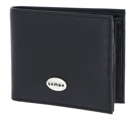 oxmox Leather Querscheinbörse Pure Metal Round Black