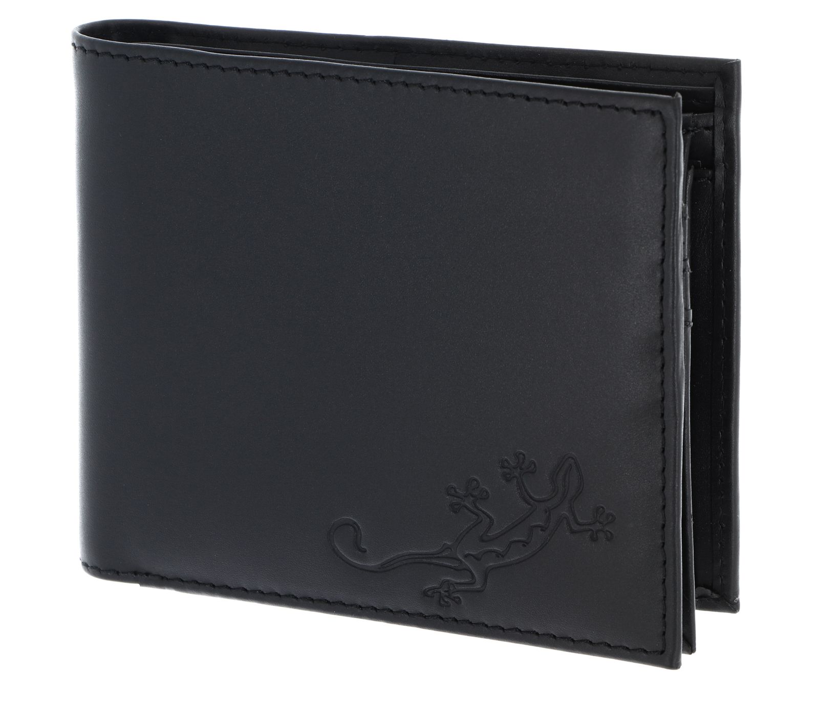 oxmox Leather Querscheinbörse Lizard Embossed Black