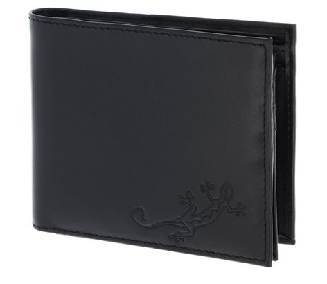 oxmox Leather Querscheinbörse Lizard Embossed Black