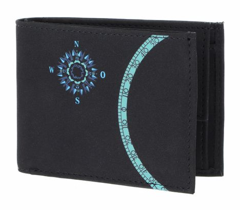 oxmox New Cryptan Pocketbörse Windrose Print Cyan Black