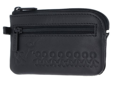 oxmox Leather Keyholder Jumping Jack Embossed Black