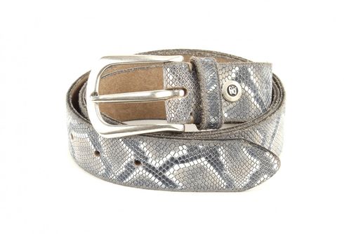 b.belt Ledergürtel Animal W90 Schwarz+Silbermetallic