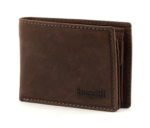 bugatti Hunter Coin Wallet with Flap 4 CC embossed Logo Brown