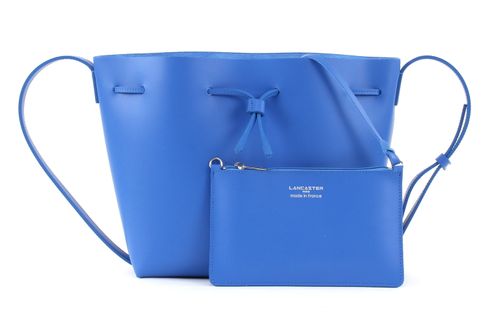 LANCASTER Saffiano Pure Smooth Bucket Bag S Bleu Cyan LANCASTER Saffiano Pure Smooth Bucket Bag S Bleu Cyan