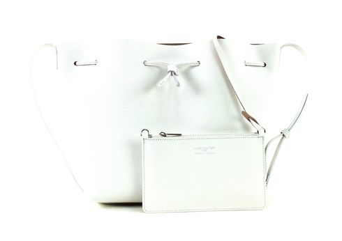 LANCASTER Pur Saffiano Bucket Bag Blanc In Poudre LANCASTER Pur Saffiano Bucket Bag Blanc In Poudre