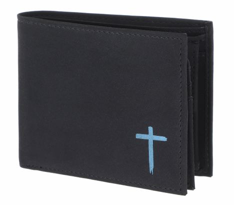 oxmox New Cryptan RFID Protect Querscheinbörse Freedom Cross Print Cyan Black