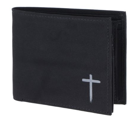 oxmox New Cryptan RFID Protect Querscheinbörse Freedom Cross Print Grey Black