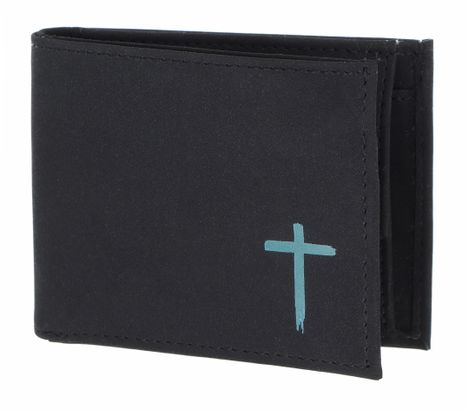 oxmox New Cryptan RFID Protect Pocketbörse Freedom Cross Print Cyan Black
