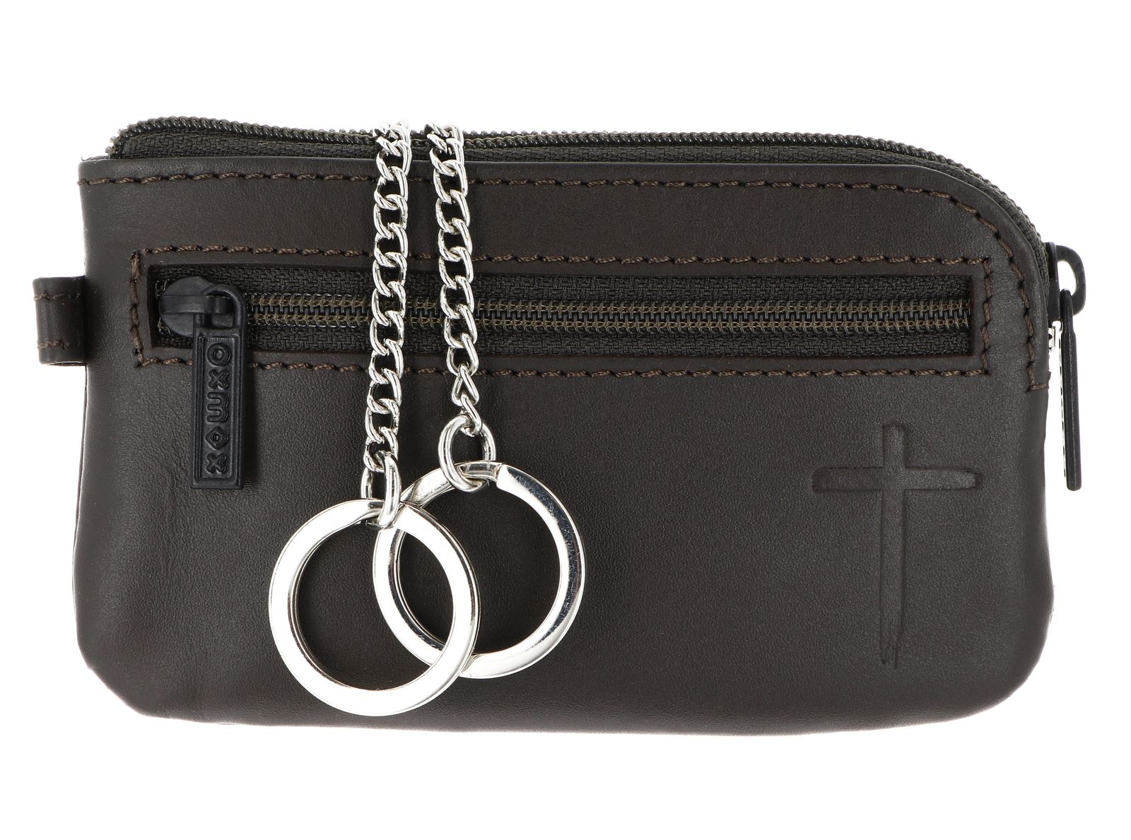oxmox Leather Keyholder Freedom Cross Embossed Brown oxmox Leather Keyholder Freedom Cross Embossed Brown