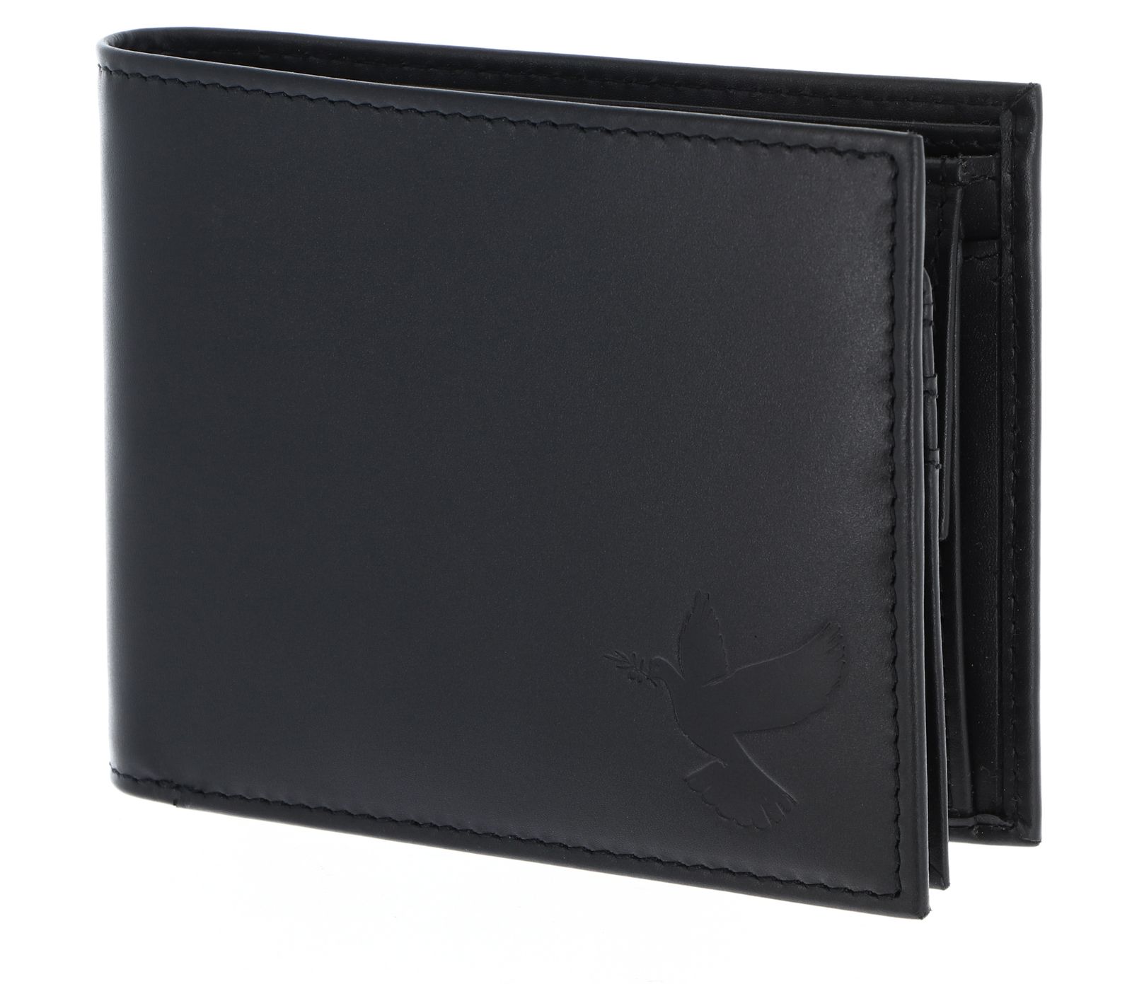 oxmox Leather RFID Protect Querscheinbörse Freedom Pigeon Embossed Black