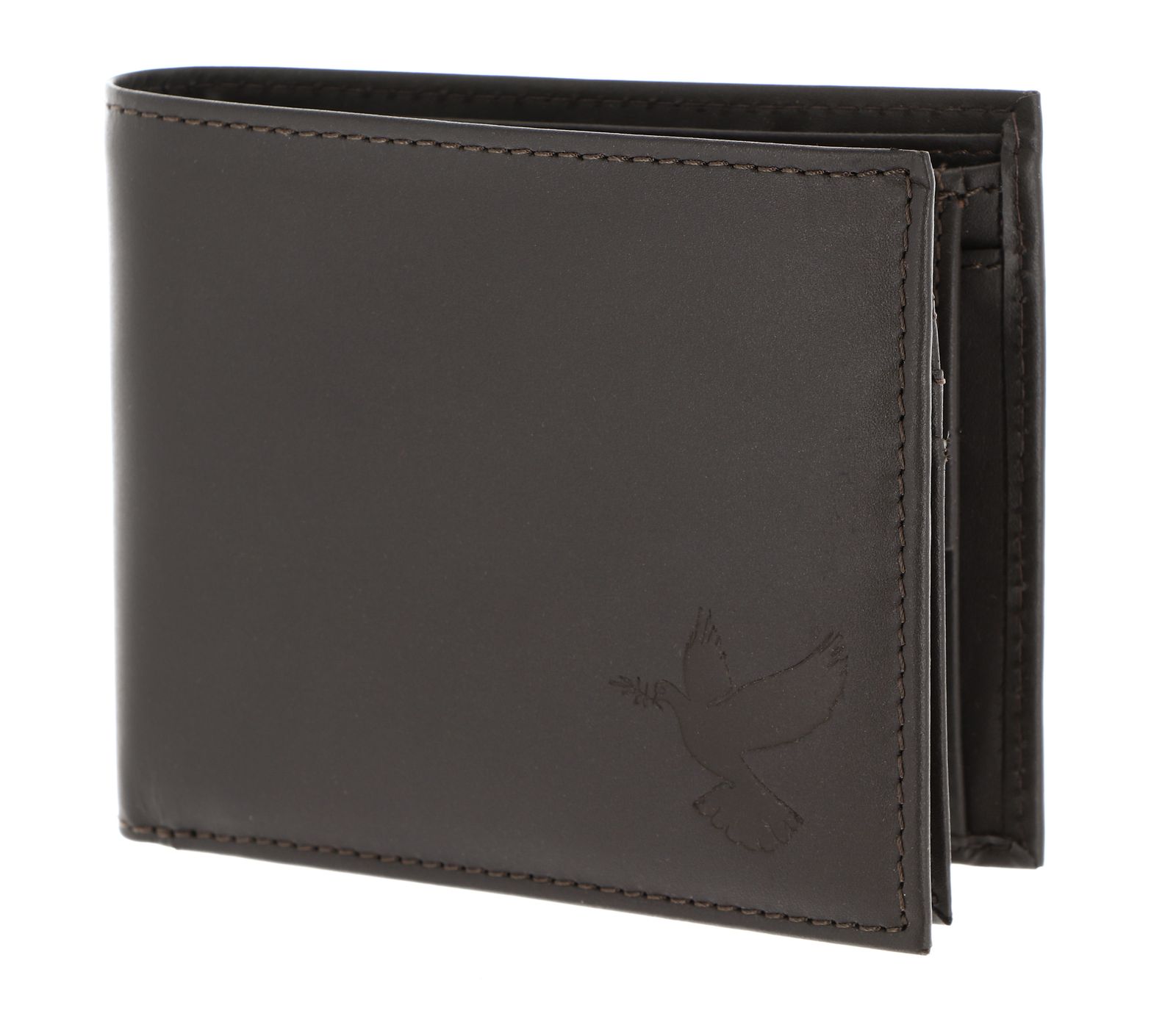 oxmox Leather RFID Protect Querscheinbörse Freedom Pigeon Embossed Brown