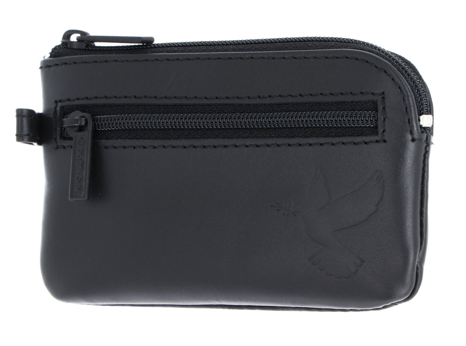 oxmox Leather Keyholder Freedom Pigeon Embossed Black
