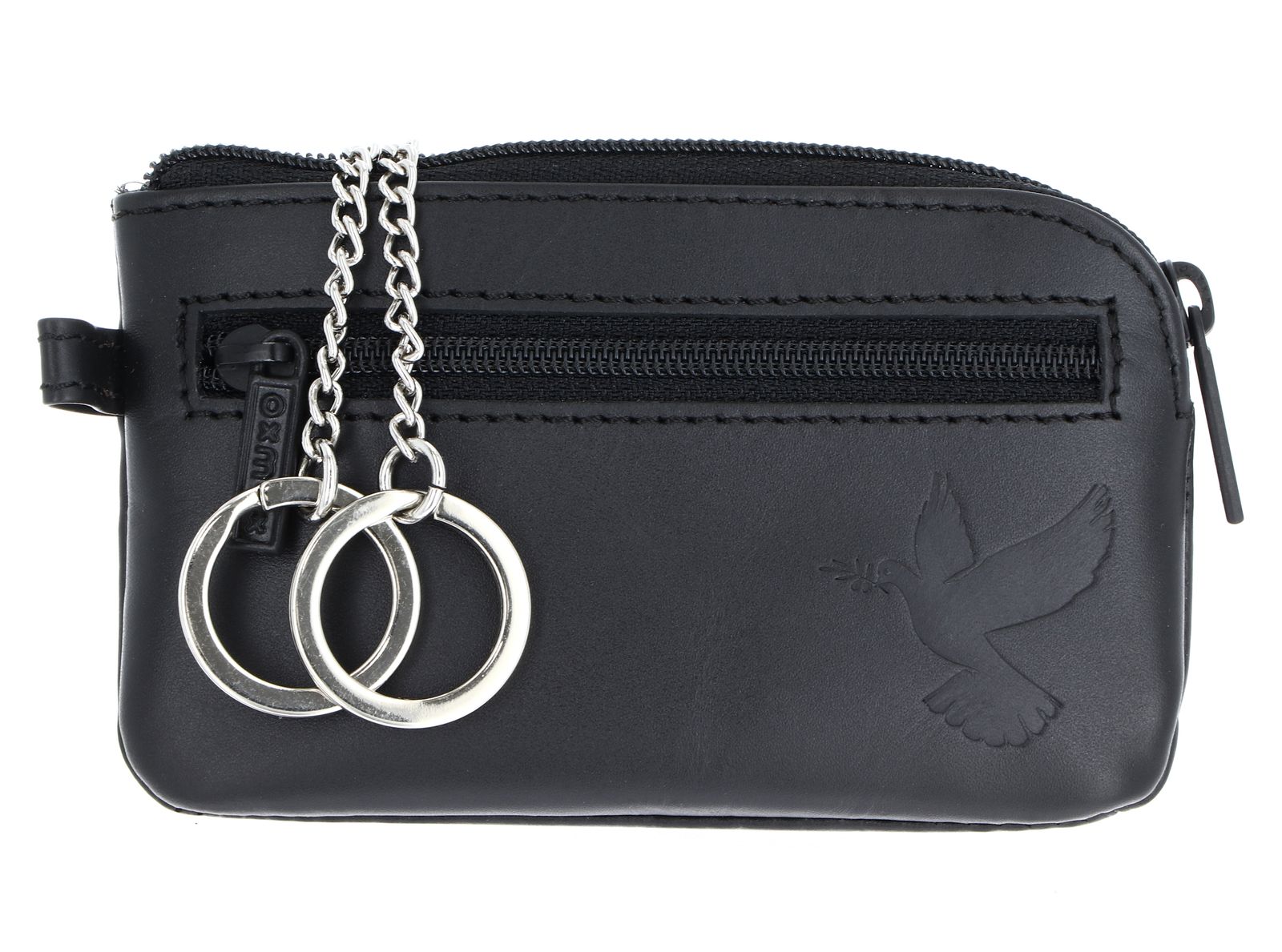 oxmox Leather Keyholder Freedom Pigeon Embossed Black oxmox Leather Keyholder Freedom Pigeon Embossed Black
