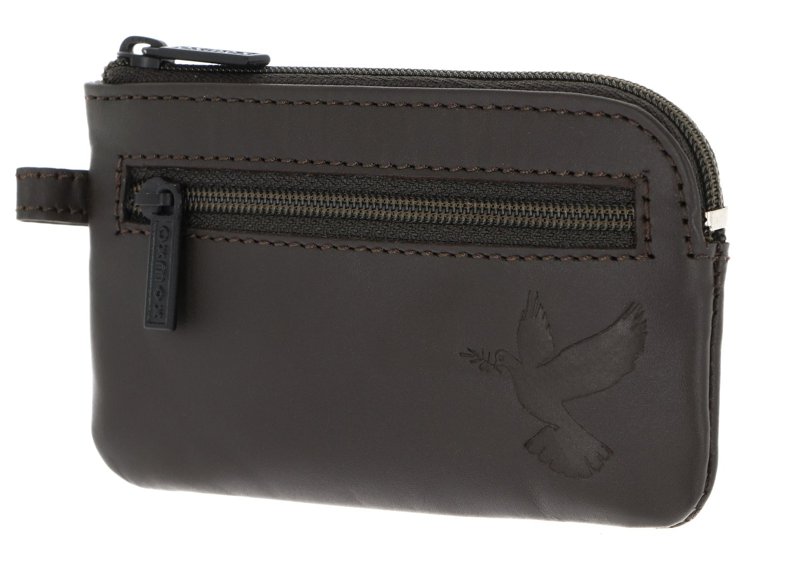 oxmox Leather Keyholder Freedom Pigeon Embossed Brown