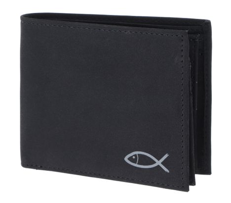 oxmox New Cryptan RFID Protect Querscheinbörse Freedom Fish Print Grey Black