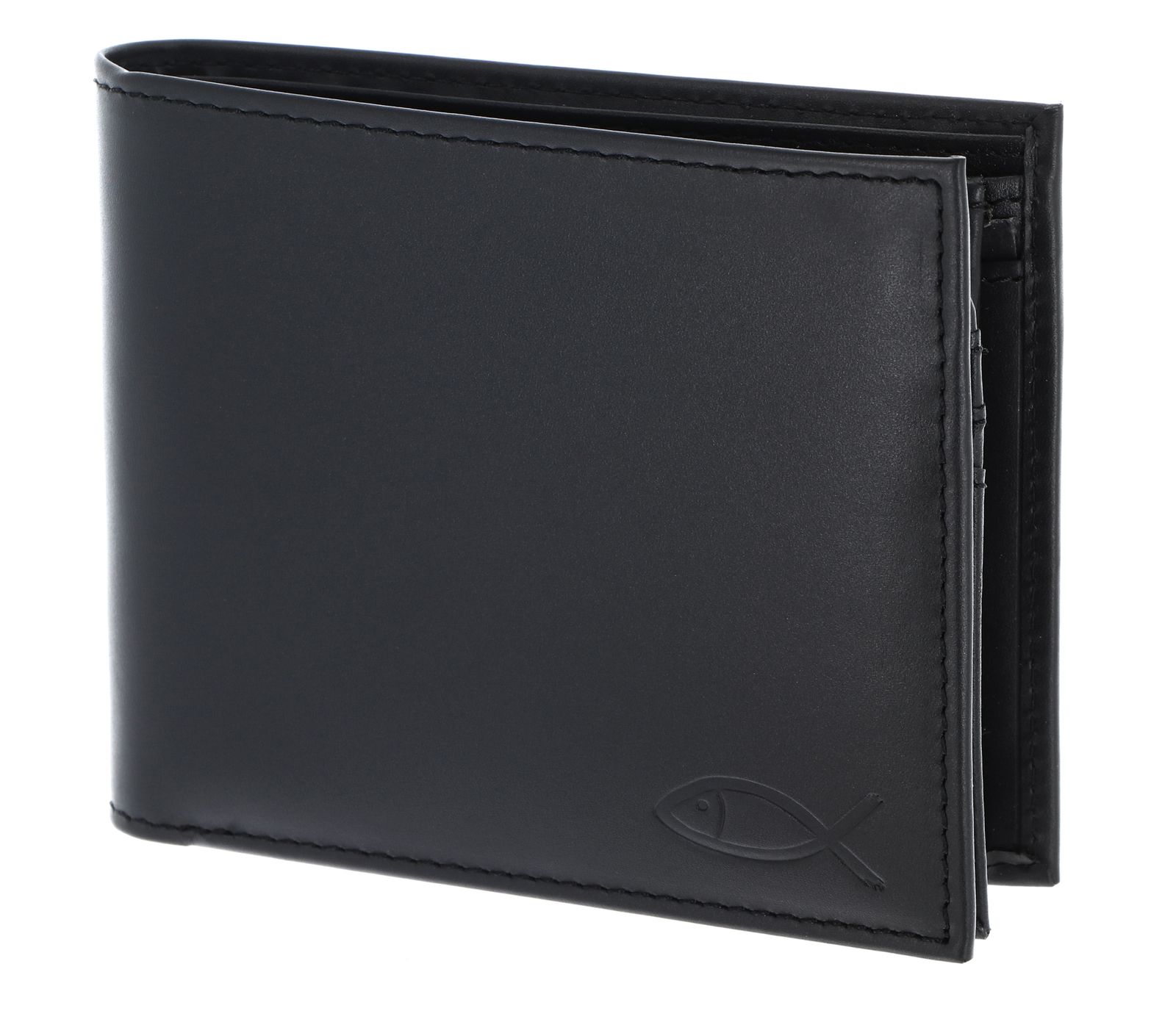 oxmox Leather RFID Protect Querscheinbörse Freedom Fish Embossed Black
