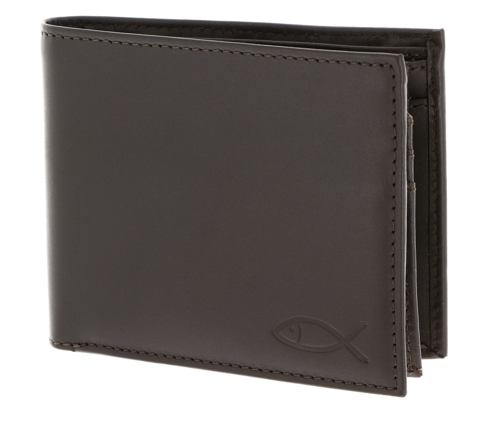 oxmox Leather RFID Protect Querscheinbörse Freedom Fish Embossed Brown