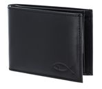 oxmox Leather RFID Protect Pocketbörse Freedom Fish Embossed Black