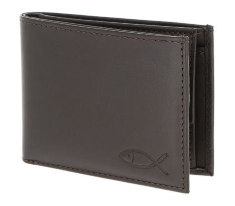 oxmox Leather RFID Protect Pocketbörse Freedom Fish Embossed Brown