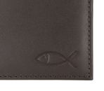 oxmox Leather RFID Protect Pocketbörse Freedom Fish Embossed Brown