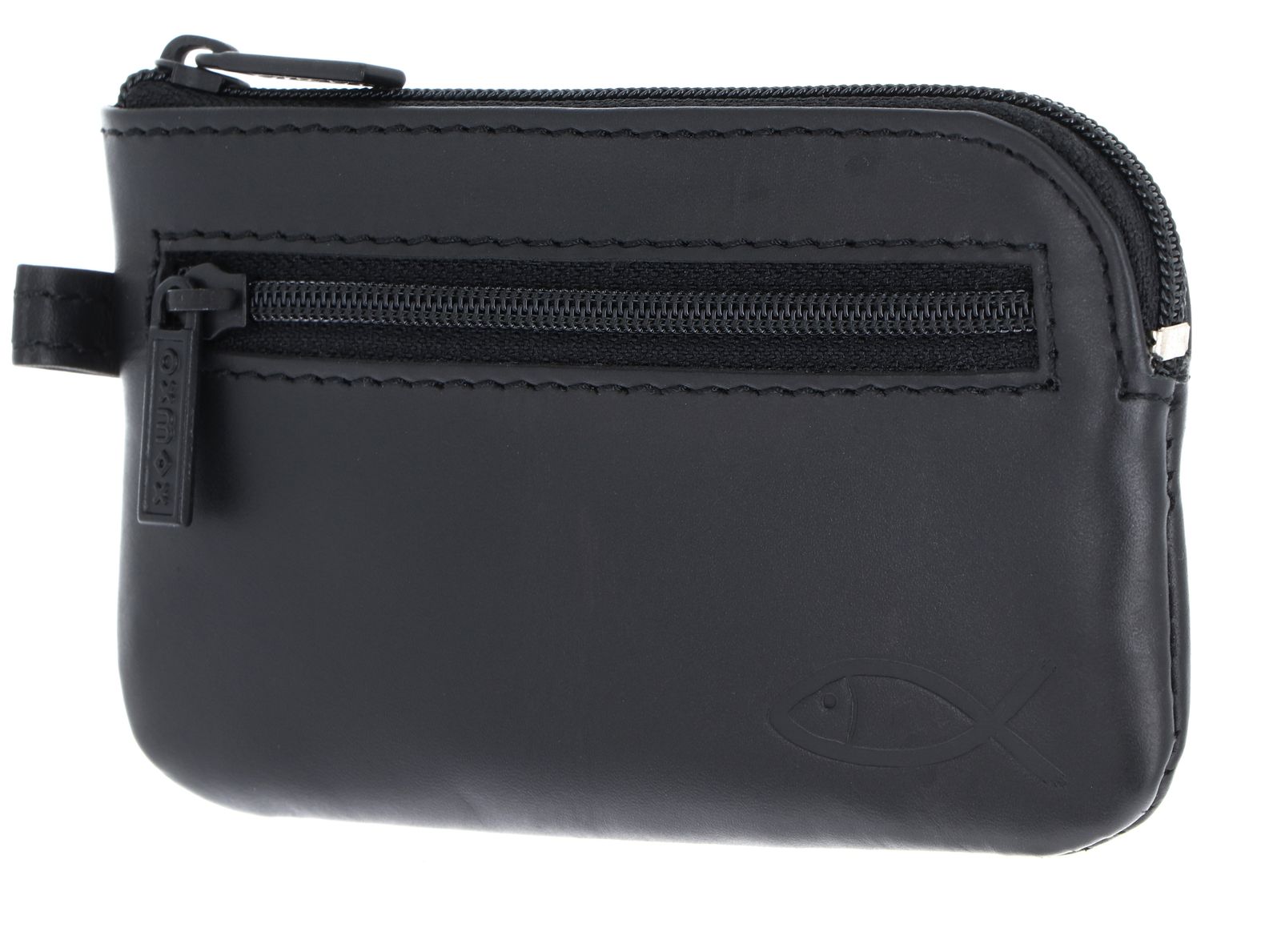 oxmox Leather Keyholder Freedom Fish Embossed Black