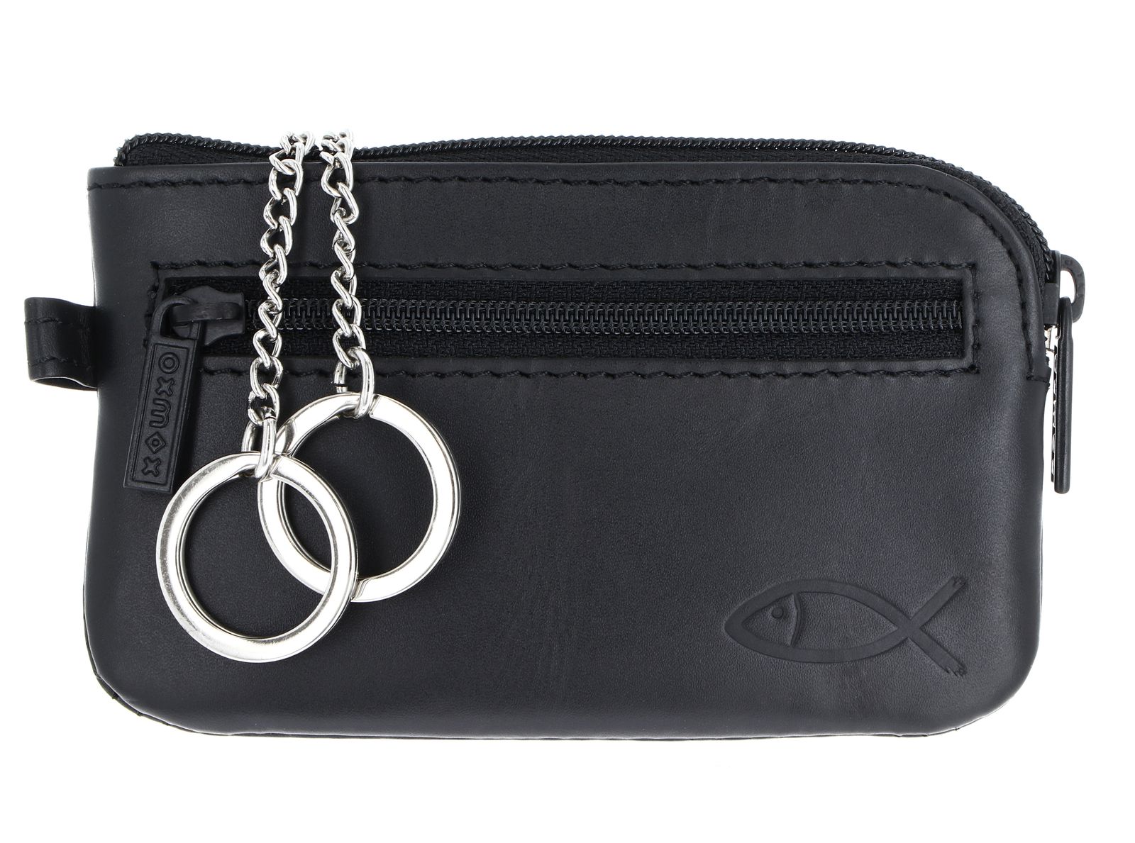 oxmox Leather Keyholder Freedom Fish Embossed Black oxmox Leather Keyholder Freedom Fish Embossed Black