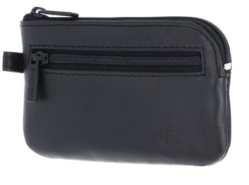 oxmox Leather Keyholder Freedom Fish Embossed Black