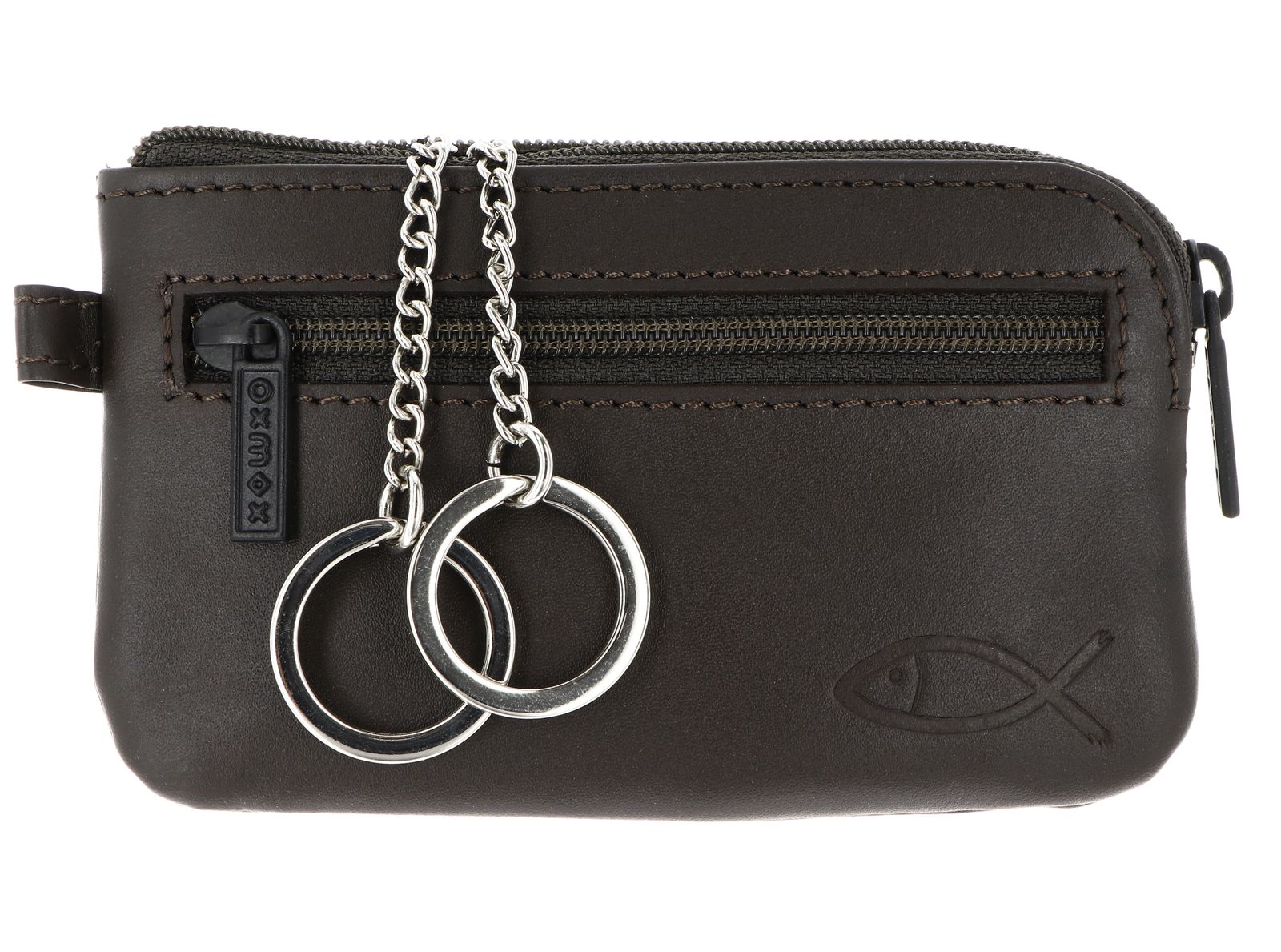 oxmox Leather Keyholder Freedom Fish Embossed Brown oxmox Leather Keyholder Freedom Fish Embossed Brown