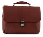 PIQUADRO Black Square Expandable Computer Briefcase Tobacco PIQUADRO Black Square Expandable Computer Briefcase Tobacco