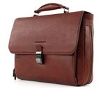 PIQUADRO Black Square Expandable Computer Briefcase Tobacco PIQUADRO Black Square Expandable Computer Briefcase Tobacco