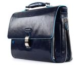 PIQUADRO Blue Square Expandable Computer Briefcase Blu Notte