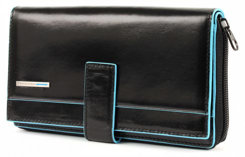 PIQUADRO Blue Square Large Purse RFID Nero