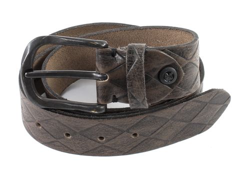 b.belt Ledergürtel W85 Grau Taupe - Anthrazit Grau - shortenable