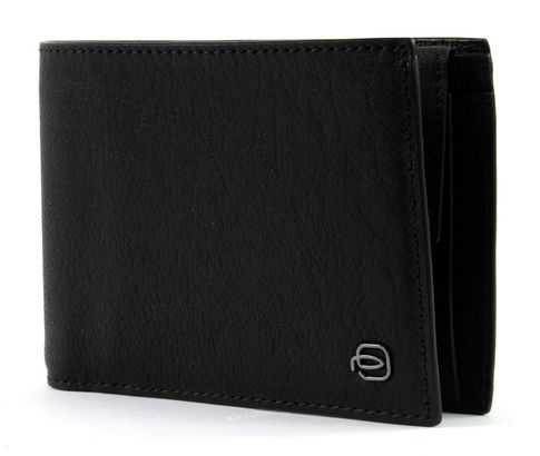 PIQUADRO Black Square Wallet with Coin Pocket Testa di Moro