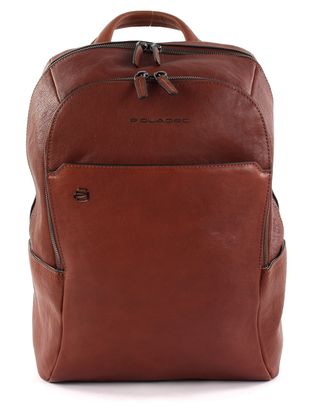 PIQUADRO Black Square Computer Backpack Cuoio Tabacco