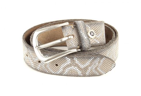 b.belt Ledergürtel Animal W75 Vanille+Silbermetallic