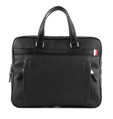 TOMMY HILFIGER Coated Canvas Slim Computer Bag Black