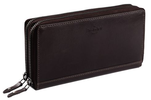 The Chesterfield Brand Zoe Double Zip Purse Brown