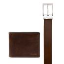 FOSSIL RFID Billfold Belt Gift Set Dark Brown FOSSIL RFID Billfold Belt Gift Set Dark Brown