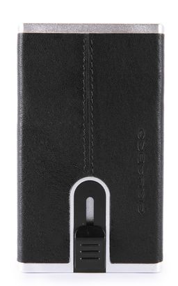 PIQUADRO Black Square Compact Wallet Slider RFID Nero