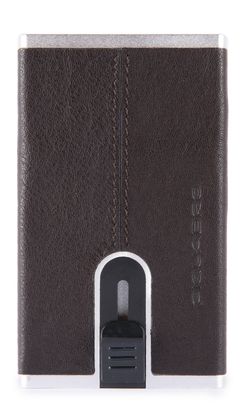 PIQUADRO Black Square Compact Wallet Slider RFID Testa di Moro