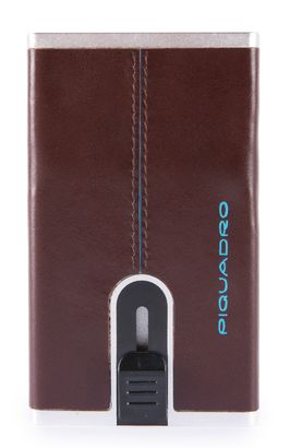 PIQUADRO Blue Square Compact Wallet Slider RFID Mogano