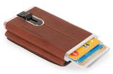 PIQUADRO Black Square Compact Wallet Slider RFID Cuoio