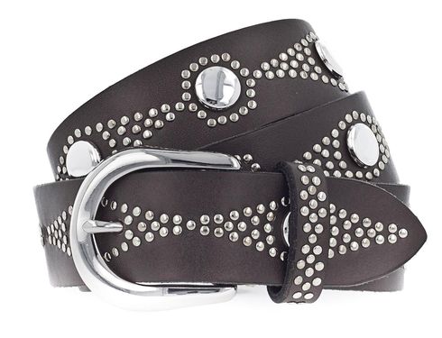 b.belt Romy Silver Leder-Nietengürtel W80 Anthracite