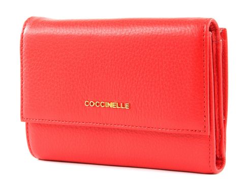 COCCINELLE Metallic Soft Flap Wallet Polish Red