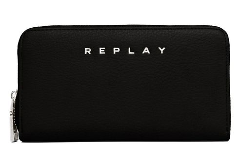 REPLAY Gusset Zip Around Wallet Black