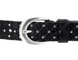 b.belt Lilou Silver Leder-Nietengürtel W75 Black