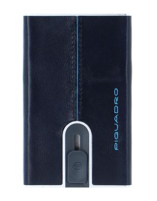 PIQUADRO Blue Square Credit Card Case Slider RFID Blu